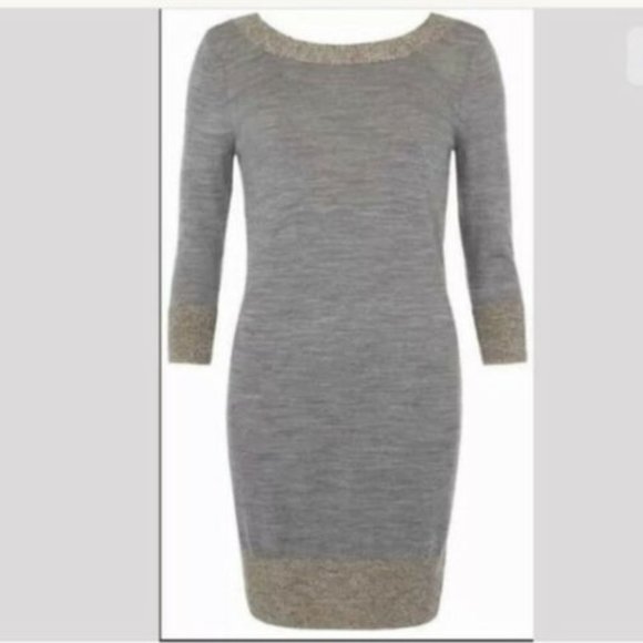 All Saints Dresses & Skirts - ALL SAINTS Priva Gray/ Metallic Wool Sheath Sweater Dress Sz 6